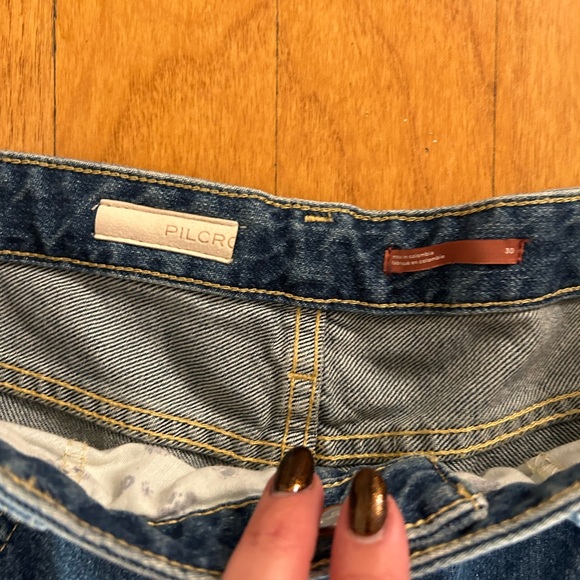 Anthropologie Pilcro Distressed Wide Leg Medium Wash High Waist Jeans Size 30 - Picture 3 of 7